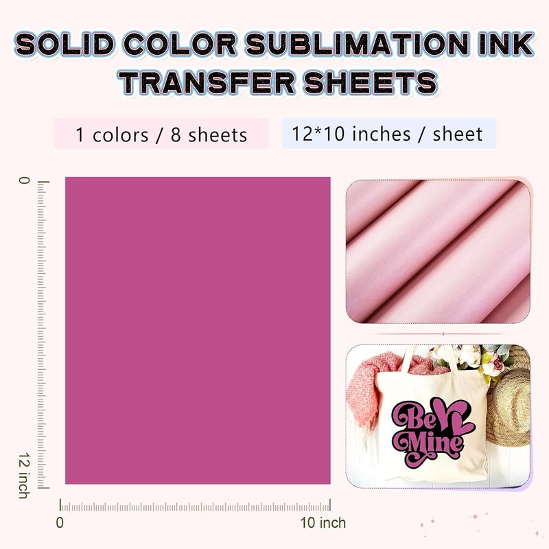 HTVSTD Pink Sublimation Ink Transfer Sheets 8 Sheets 12'' x 10''Rose Pink Sublimation Paper Transfer Sheets for Mugs Tumblers DIY Transfer Paper - Image 3